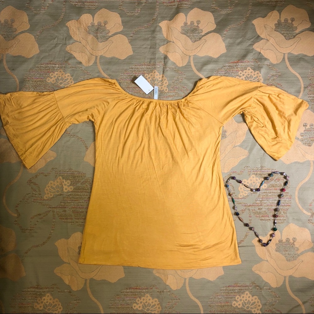 MUSTARD colored Bell sleeve Top